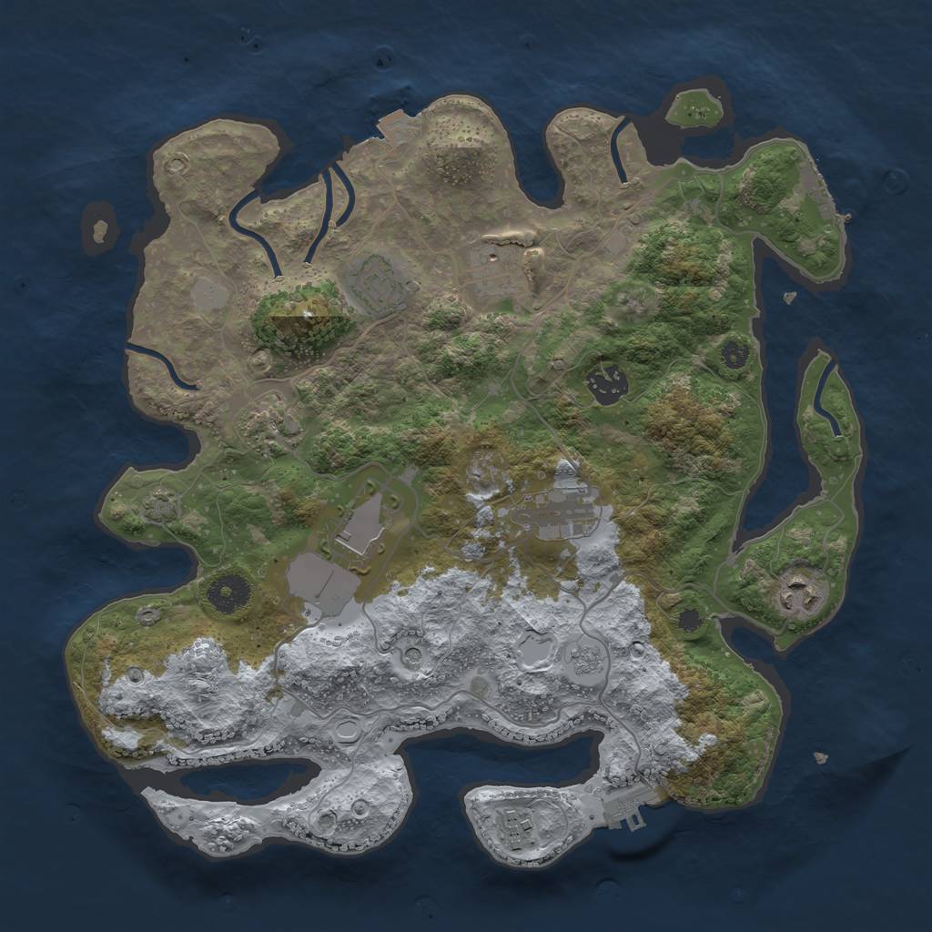 Rust Map: Procedural Map, Size: 3500, Seed: 145893220, 16 Monuments