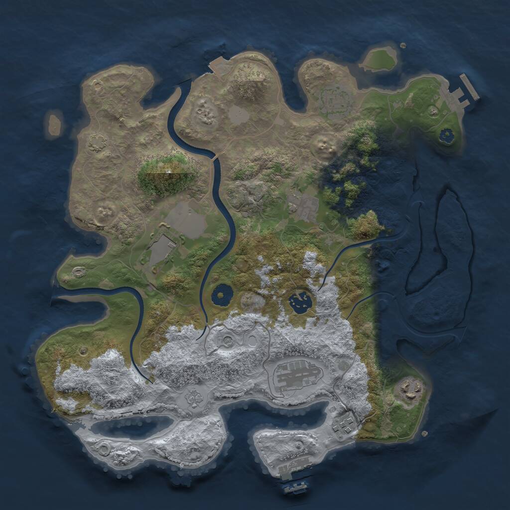 Rust Map: Procedural Map, Size: 3500, Seed: 145893220, 13 Monuments