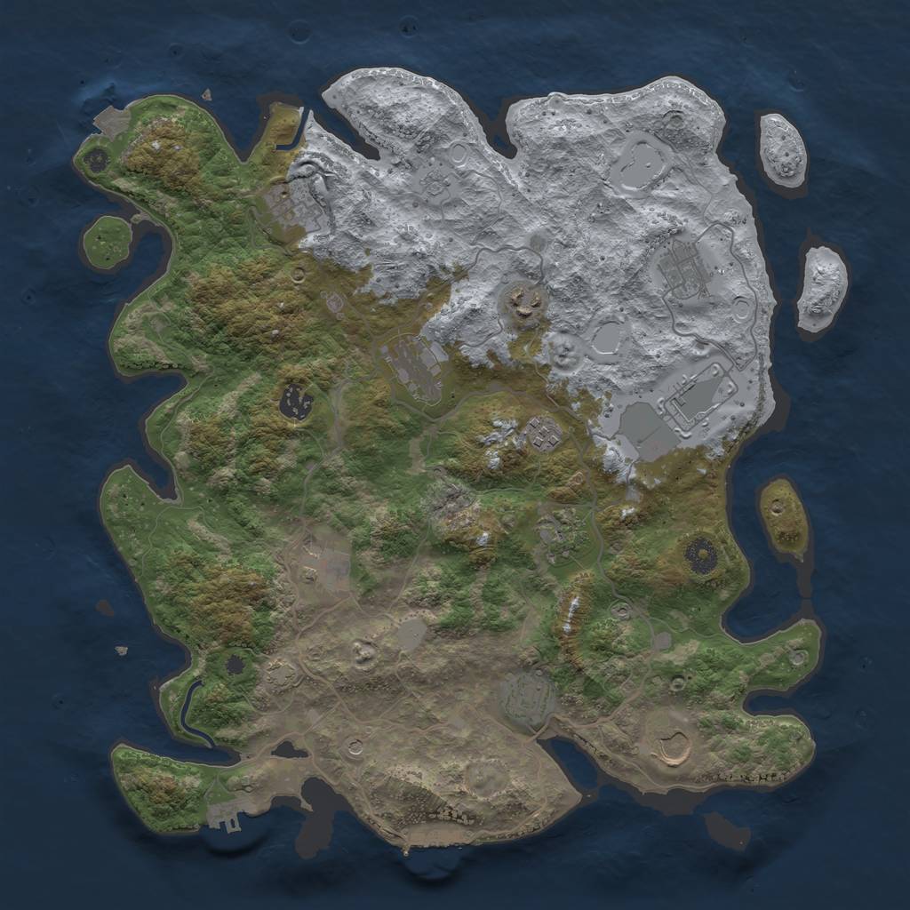 Rust Map: Procedural Map, Size: 4000, Seed: 1188487413, 19 Monuments