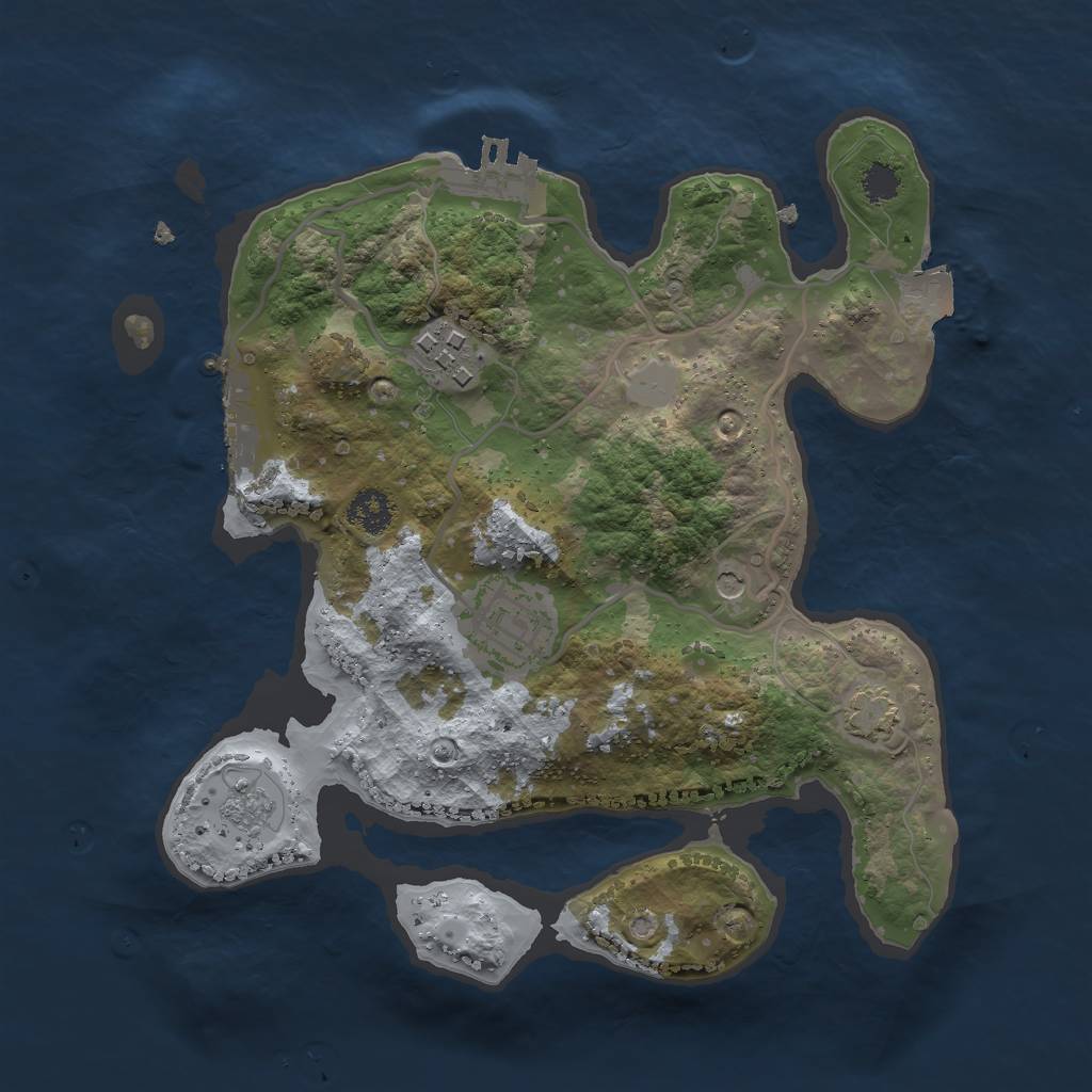 Rust Map: Procedural Map, Size: 2500, Seed: 1287375194, 10 Monuments