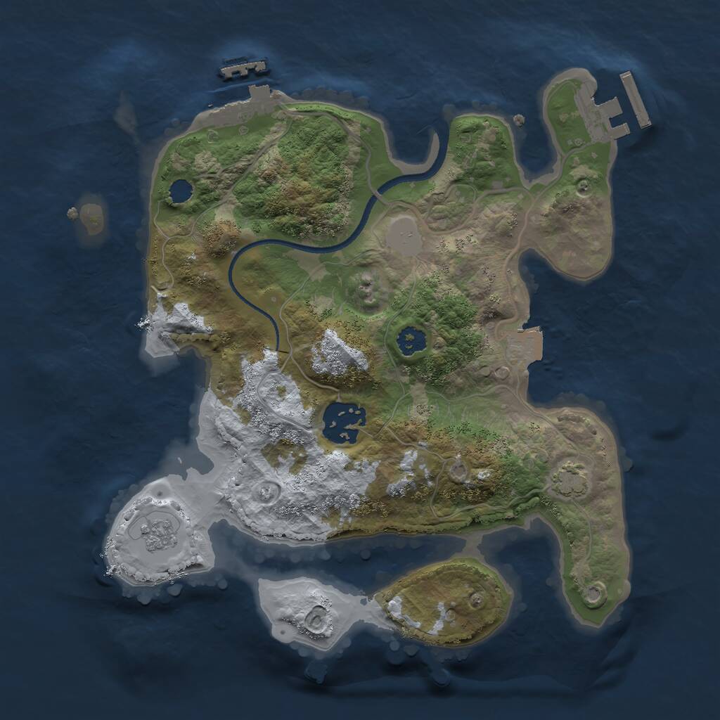 Rust Map: Procedural Map, Size: 2500, Seed: 1287375194, 6 Monuments