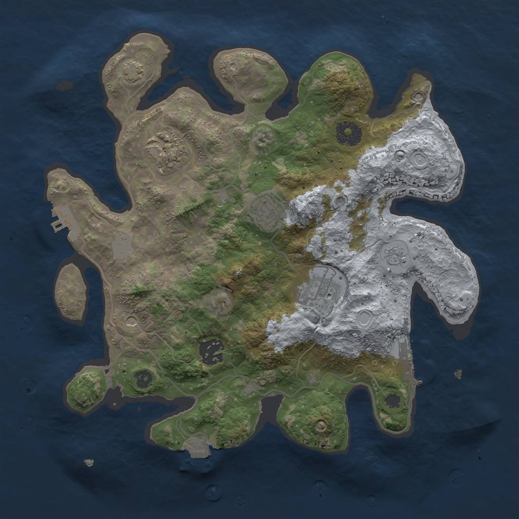 Rust Map: Procedural Map, Size: 3000, Seed: 812566979, 12 Monuments