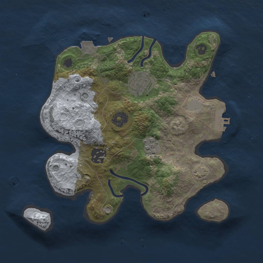 Rust Map: Procedural Map, Size: 2500, Seed: 78496, 9 Monuments