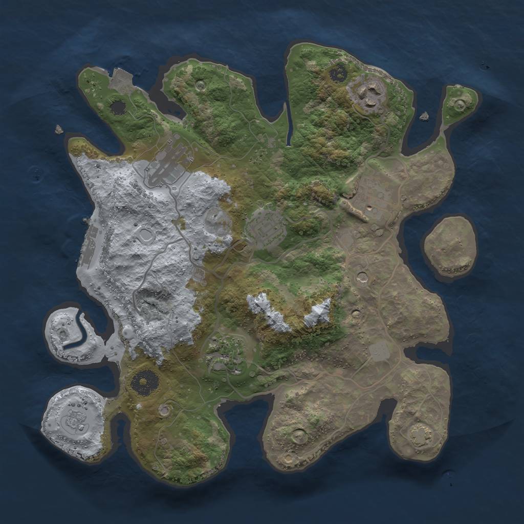 Rust Map: Procedural Map, Size: 3000, Seed: 16823609, 12 Monuments