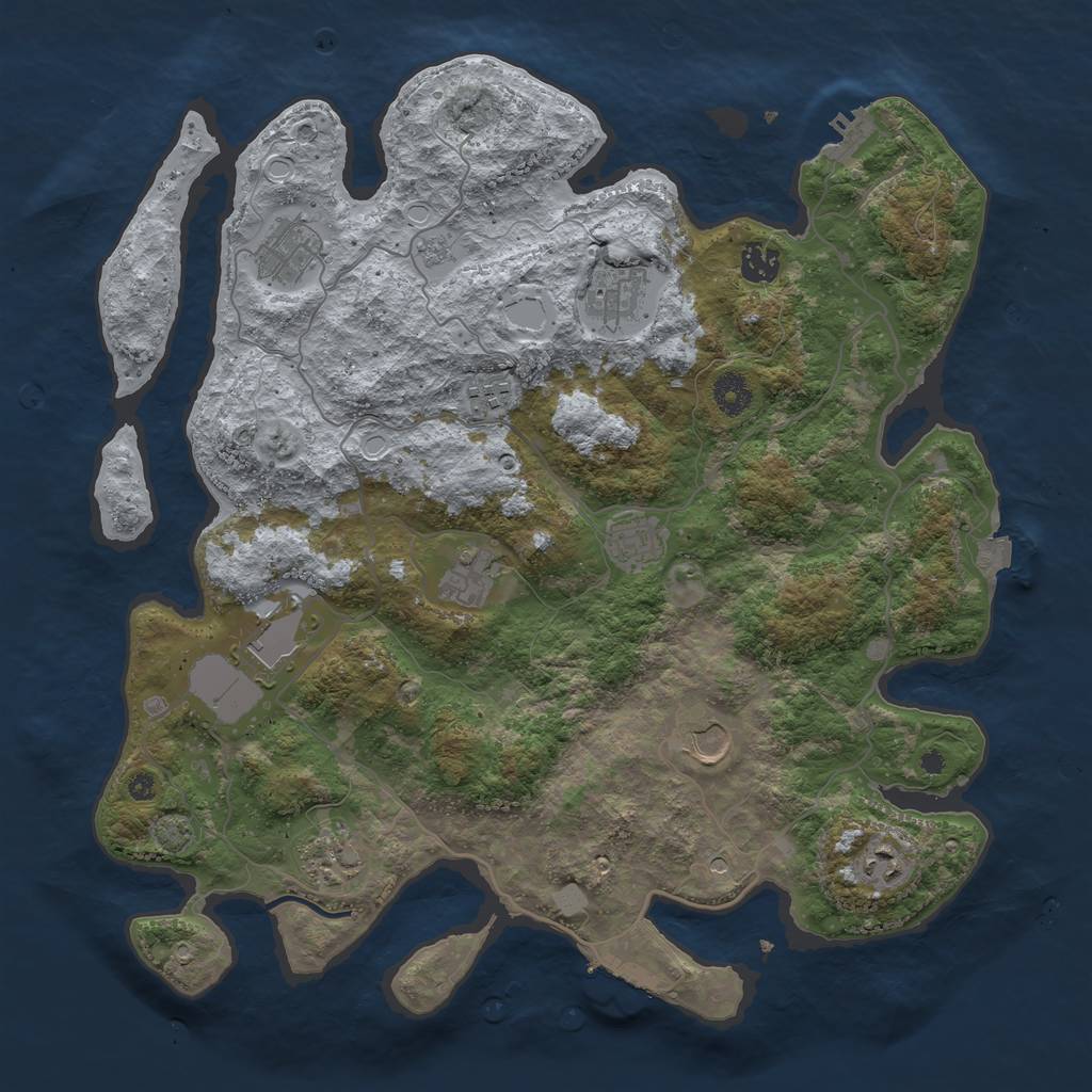 Rust Map: Procedural Map, Size: 4000, Seed: 52817963, 18 Monuments