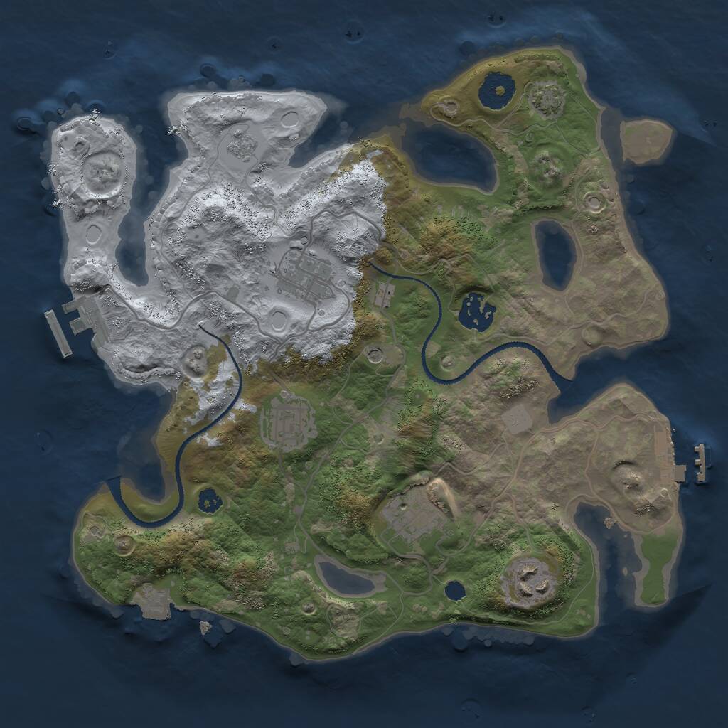Rust Map: Procedural Map, Size: 3000, Seed: 1152669309, 11 Monuments