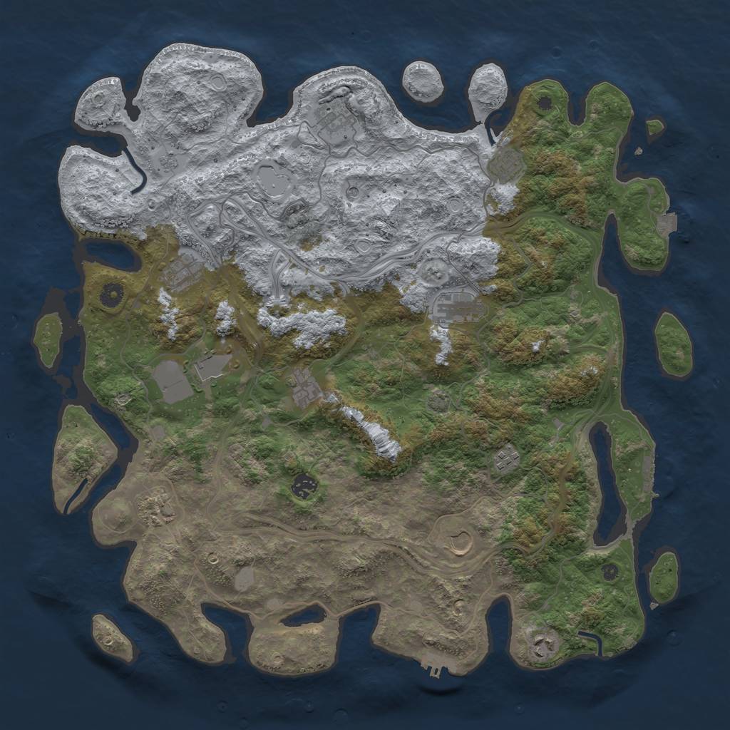 Rust Map: Procedural Map, Size: 4500, Seed: 355115244, 19 Monuments