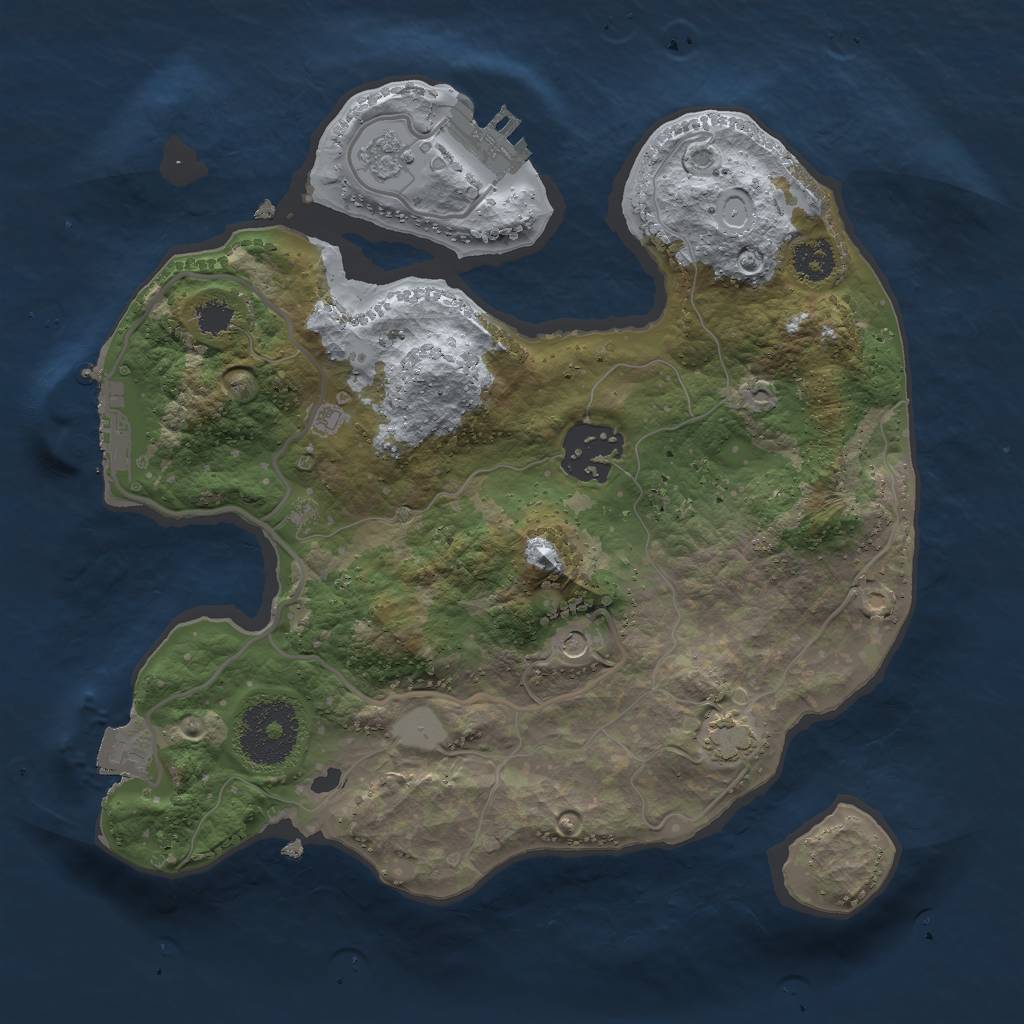Rust Map: Procedural Map, Size: 2500, Seed: 3714644, 9 Monuments