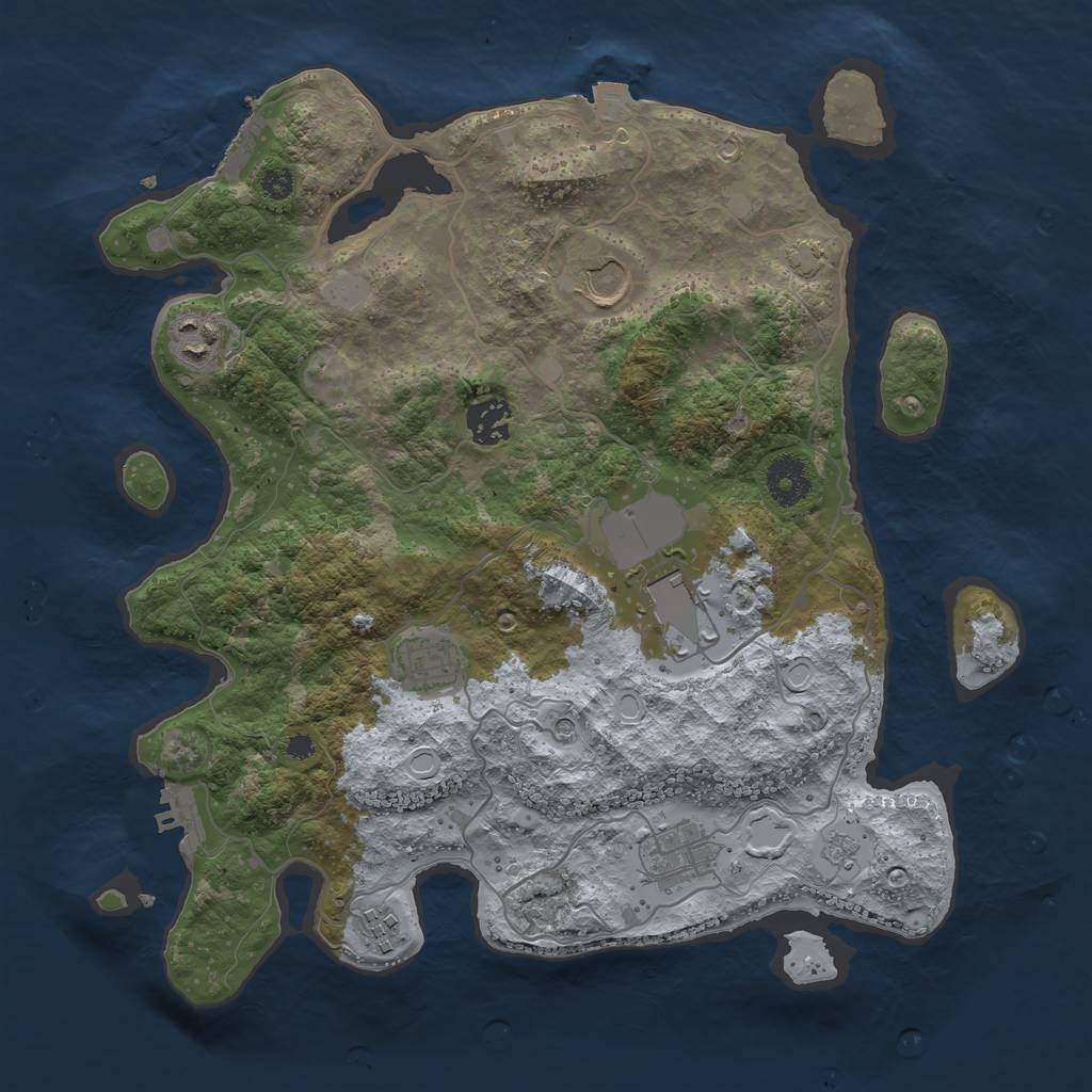 Rust Map: Procedural Map, Size: 3500, Seed: 156591988, 15 Monuments