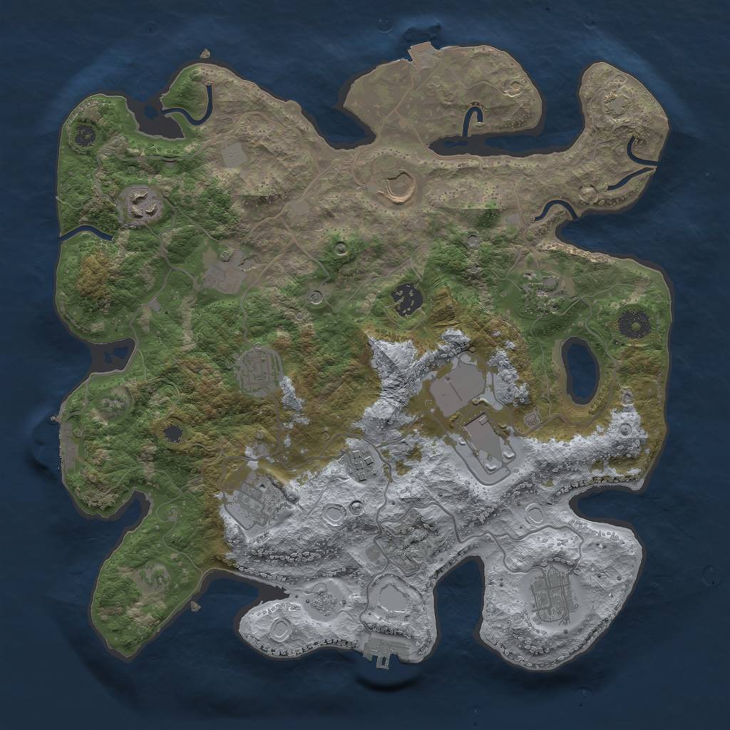 Rust Map: Procedural Map, Size: 3500, Seed: 26493417, 18 Monuments