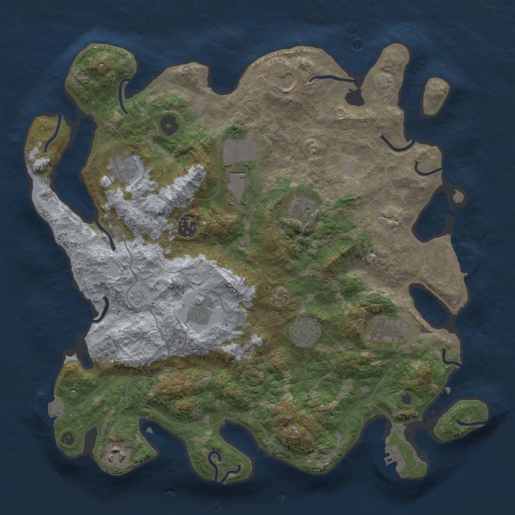 Rust Map: Procedural Map, Size: 4000, Seed: 496112510, 18 Monuments