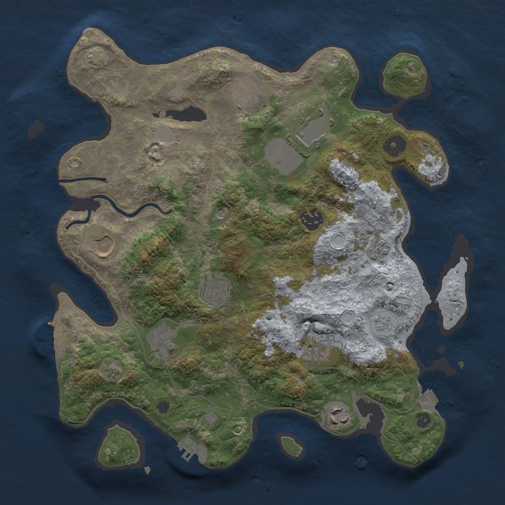 Rust Map: Procedural Map, Size: 3500, Seed: 480437795, 17 Monuments