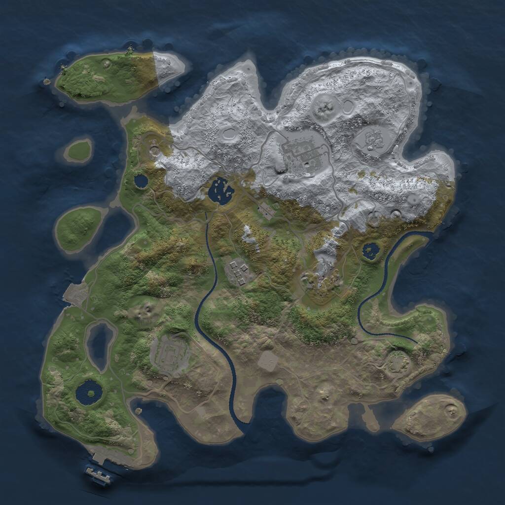 Rust Map: Procedural Map, Size: 3000, Seed: 783323247, 10 Monuments
