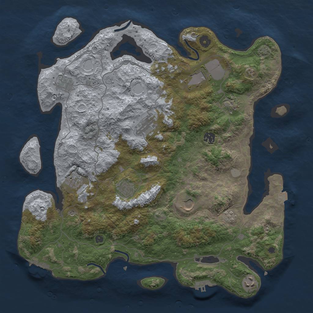 Rust Map: Procedural Map, Size: 4000, Seed: 1080433935, 18 Monuments