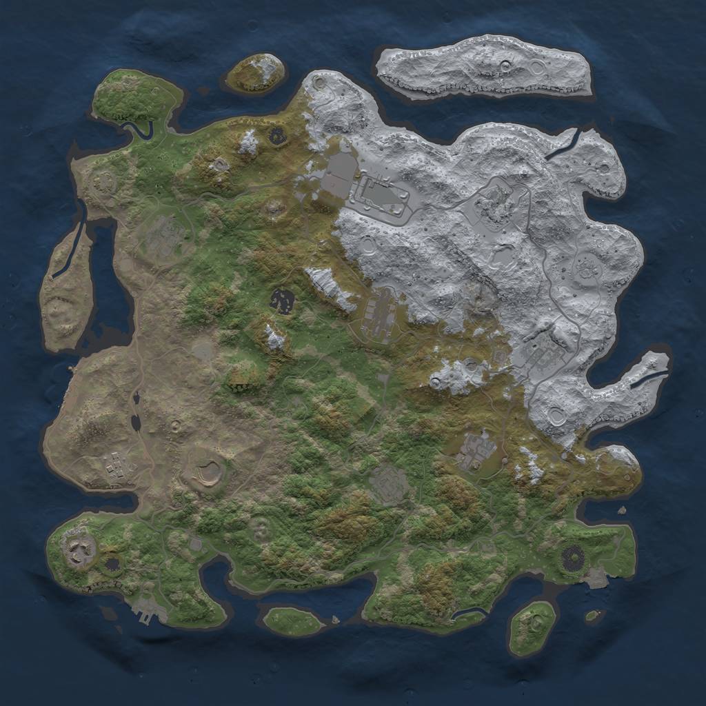 Rust Map: Procedural Map, Size: 4213, Seed: 1234567890, 19 Monuments