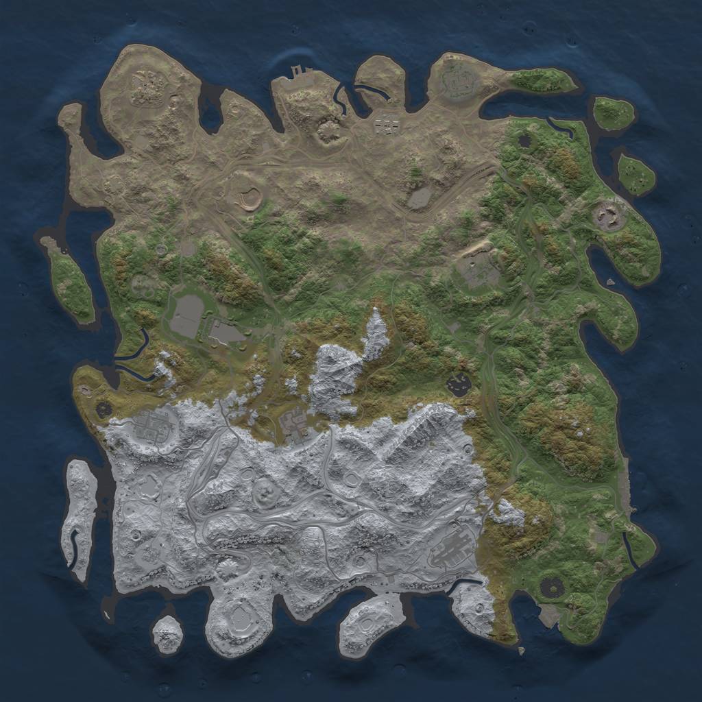 Rust Map: Procedural Map, Size: 4500, Seed: 71590936, 19 Monuments