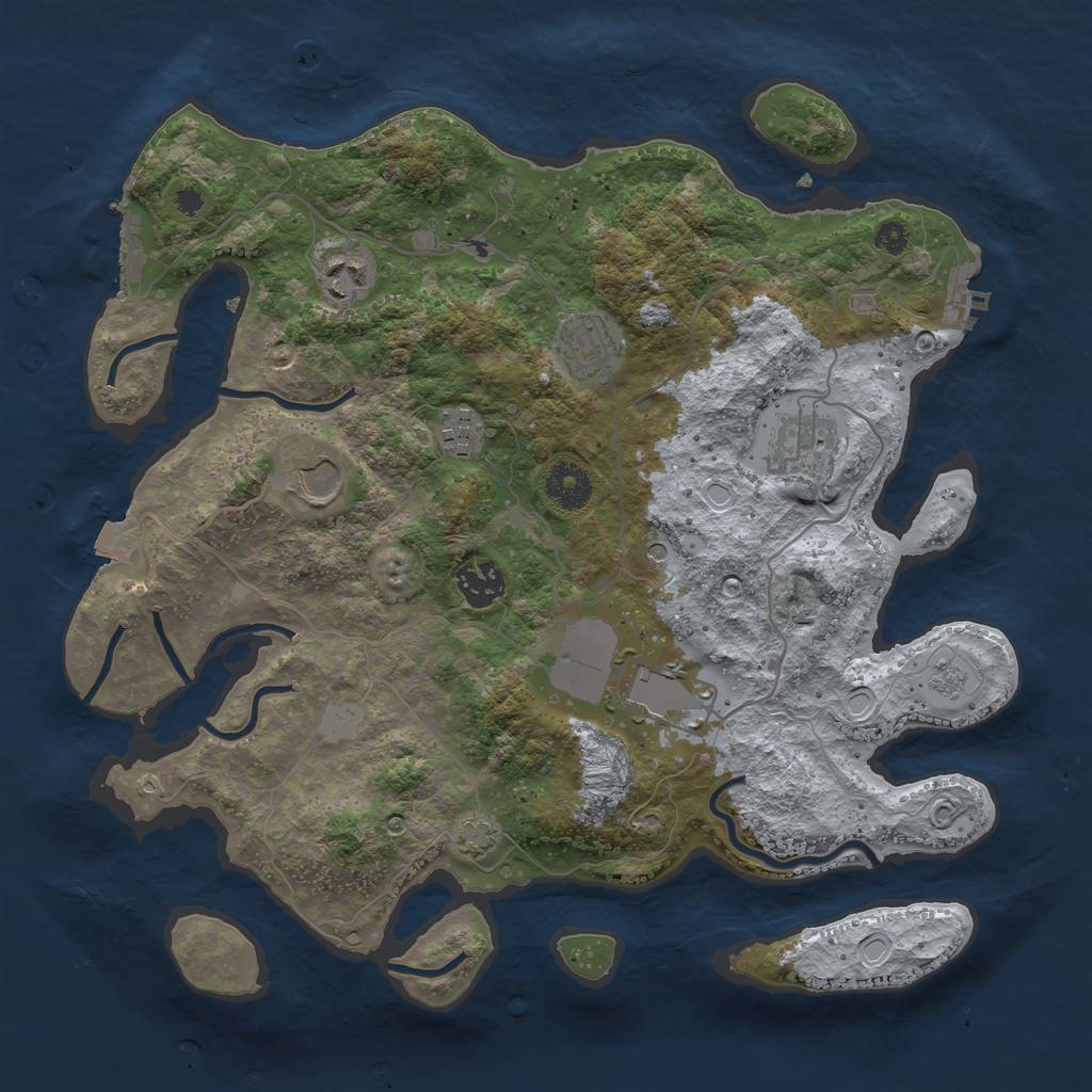 Rust Map: Procedural Map, Size: 3500, Seed: 1930911248, 15 Monuments