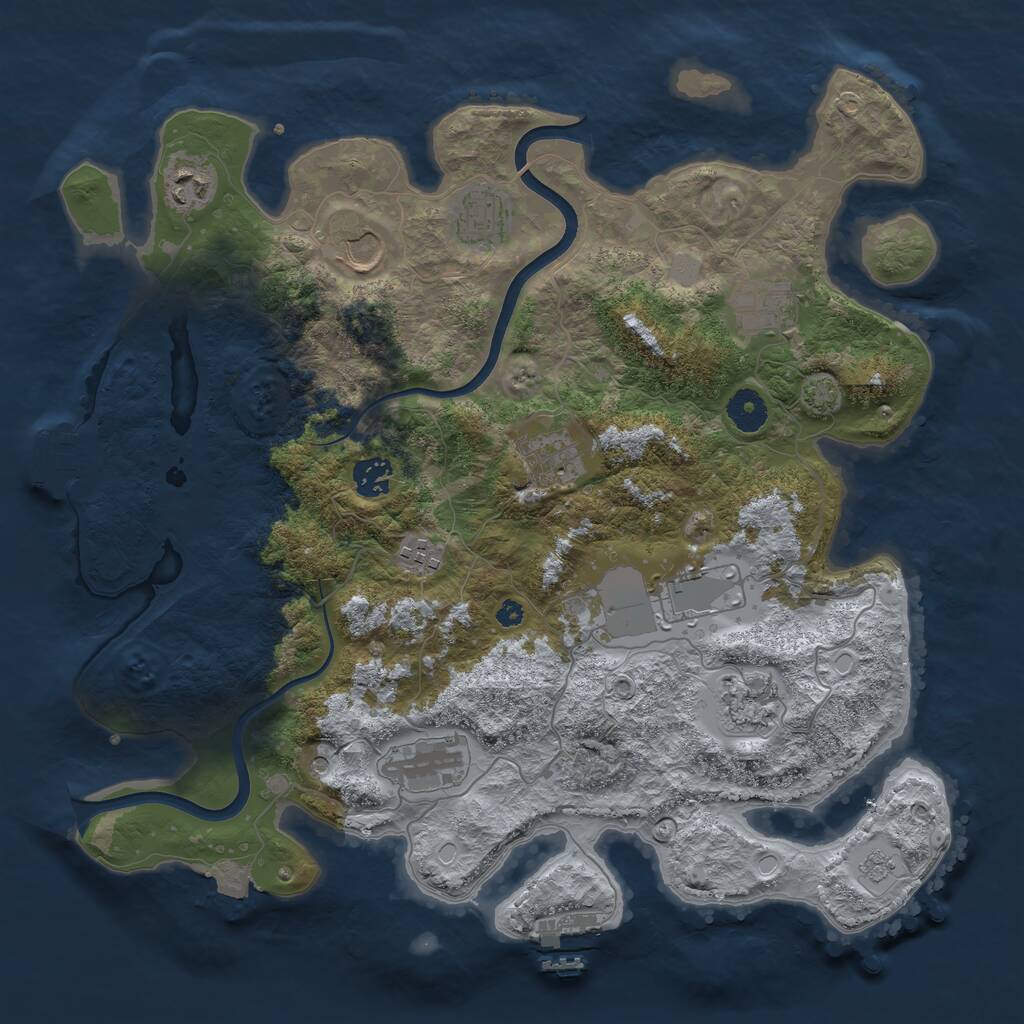Rust Map: Procedural Map, Size: 3800, Seed: 280308, 16 Monuments
