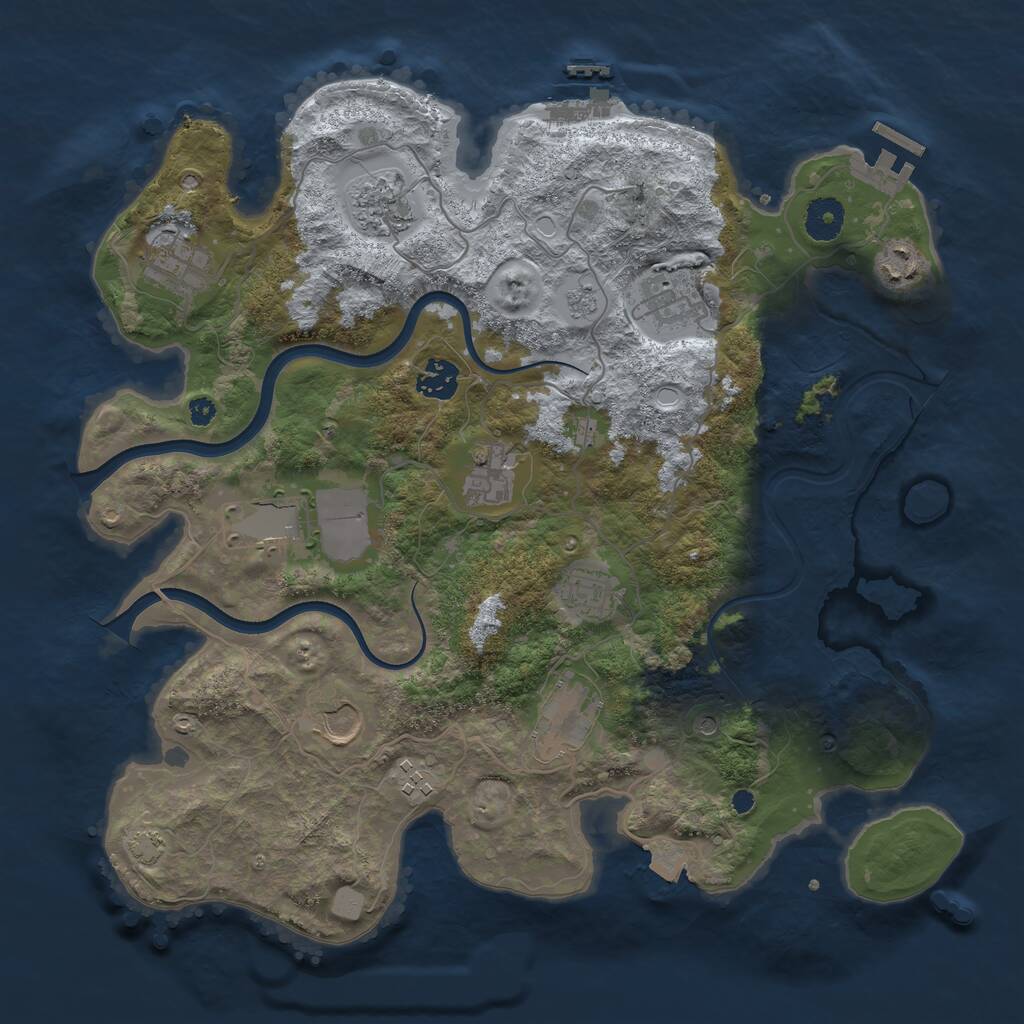 Rust Map: Procedural Map, Size: 3700, Seed: 1807123003, 17 Monuments