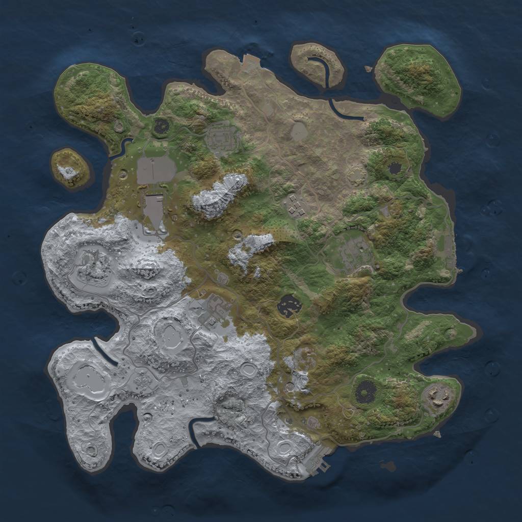 Rust Map: Procedural Map, Size: 3500, Seed: 1351103747, 16 Monuments