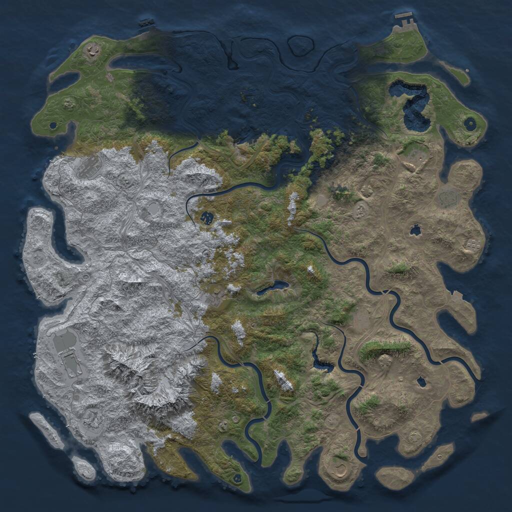 Rust Map: Procedural Map, Size: 6000, Seed: 266330490, 17 Monuments