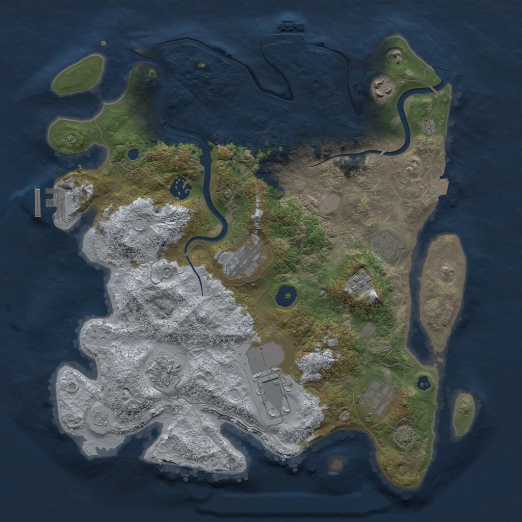 Rust Map: Procedural Map, Size: 3700, Seed: 1838873080, 14 Monuments