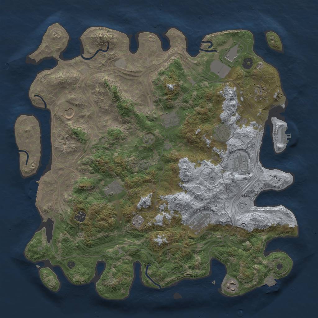 Rust Map: Procedural Map, Size: 4300, Seed: 1992781624, 19 Monuments