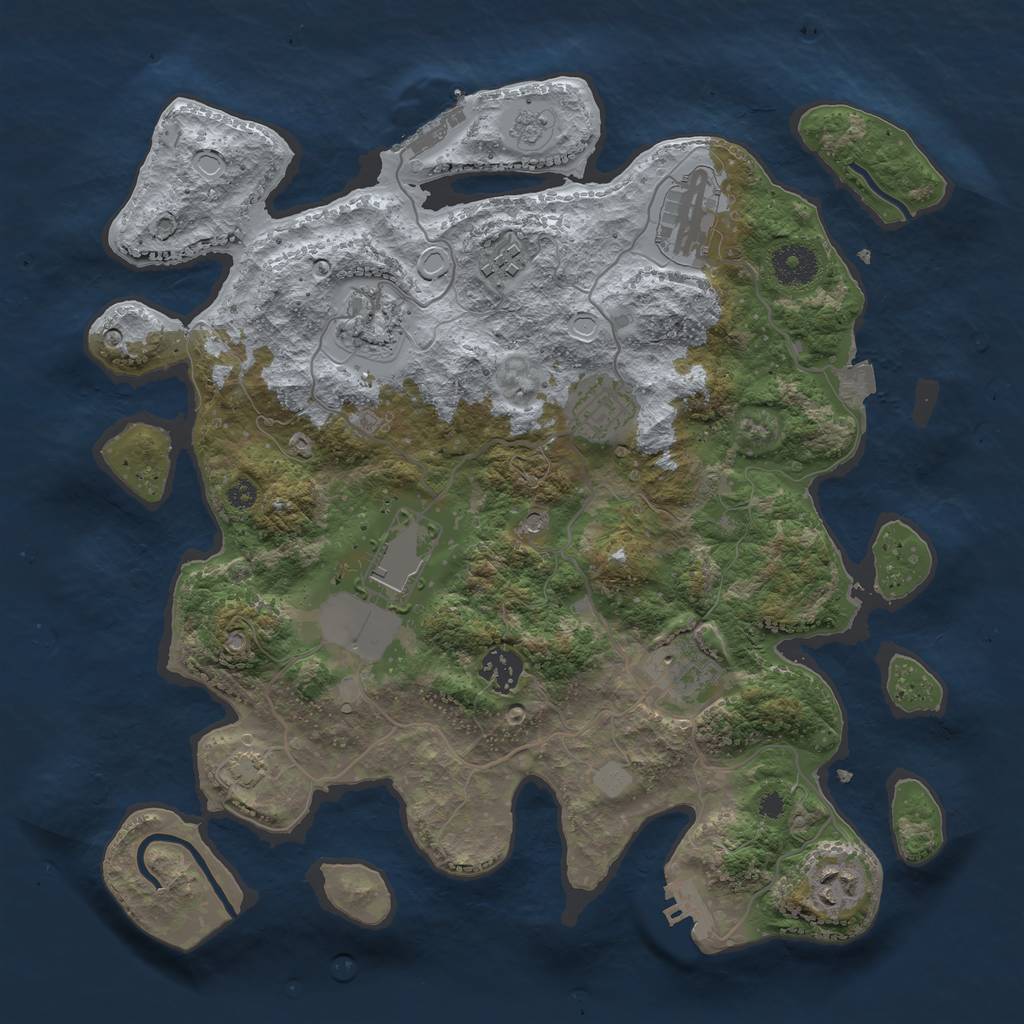 Rust Map: Procedural Map, Size: 3500, Seed: 1496706095, 16 Monuments