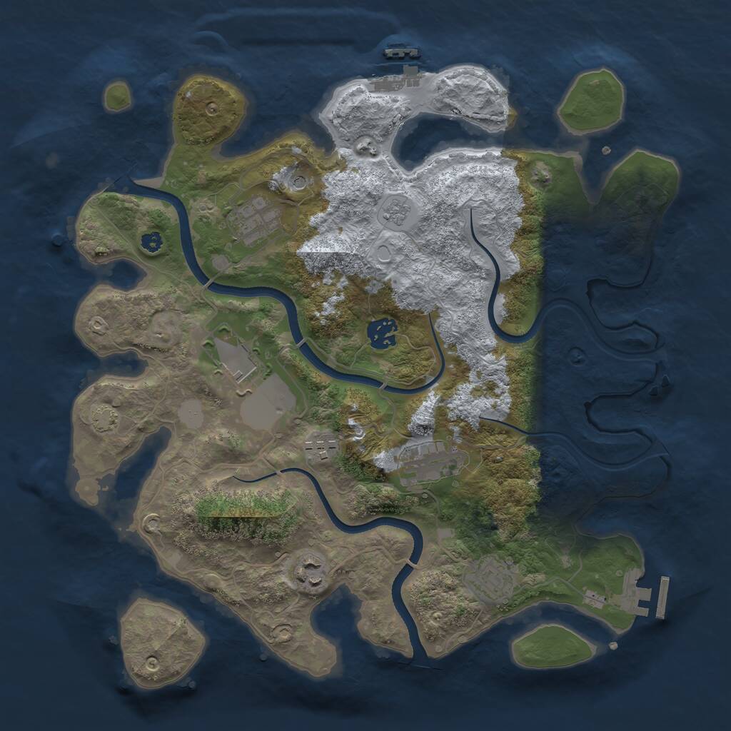 Rust Map: Procedural Map, Size: 3500, Seed: 767493145, 13 Monuments