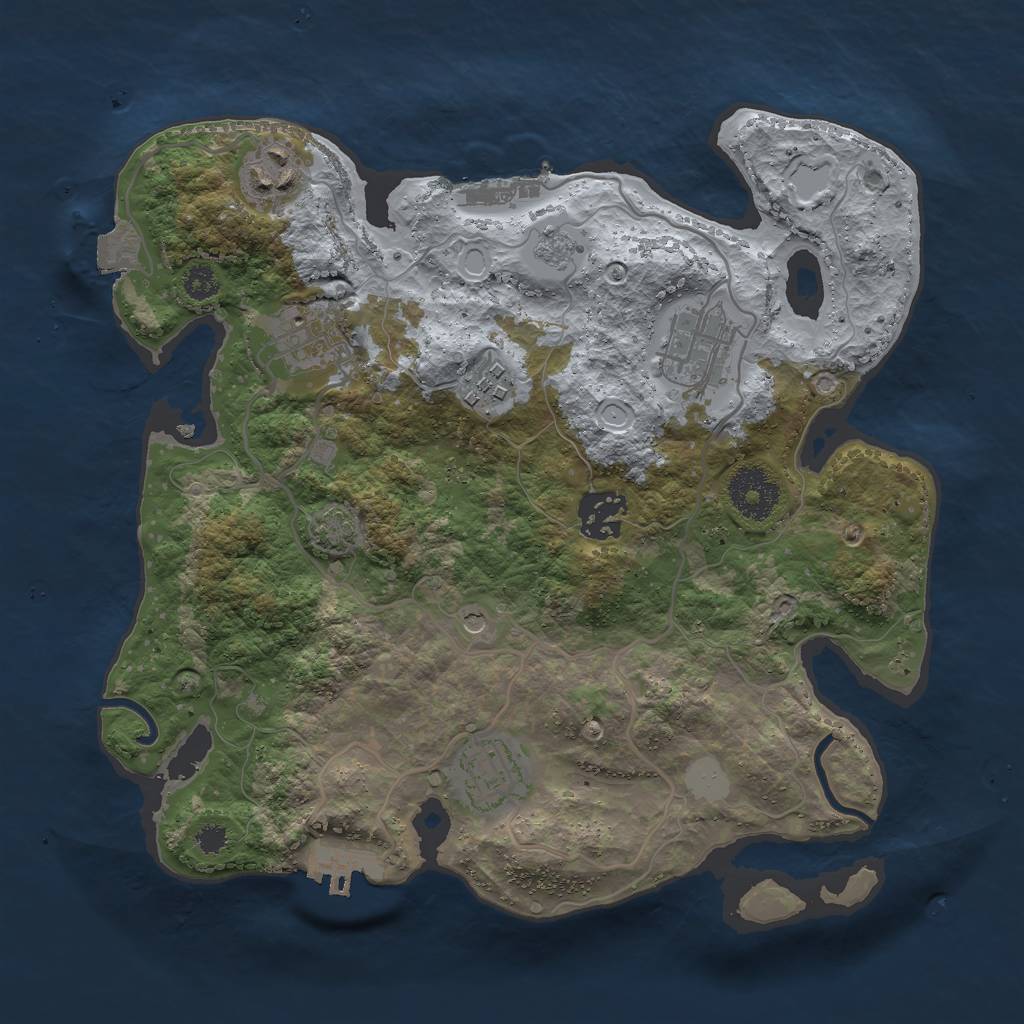 Rust Map: Procedural Map, Size: 3000, Seed: 372329571, 14 Monuments
