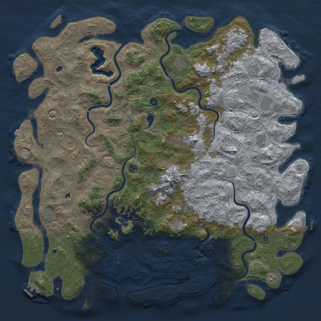 Rust Map: Procedural Map, Size: 6000, Seed: 1444986013, 17 Monuments
