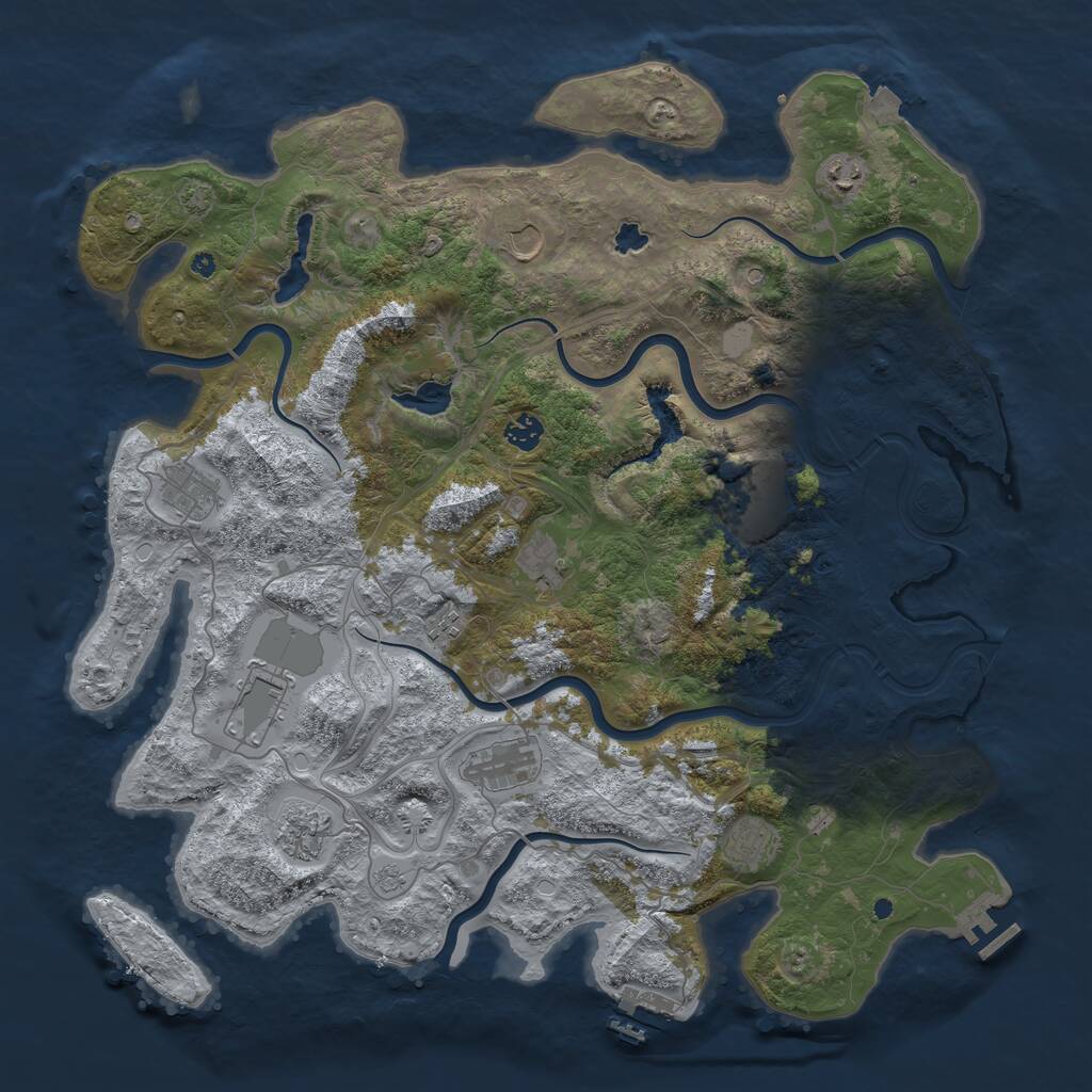 Rust Map: Procedural Map, Size: 4500, Seed: 1292326152, 17 Monuments