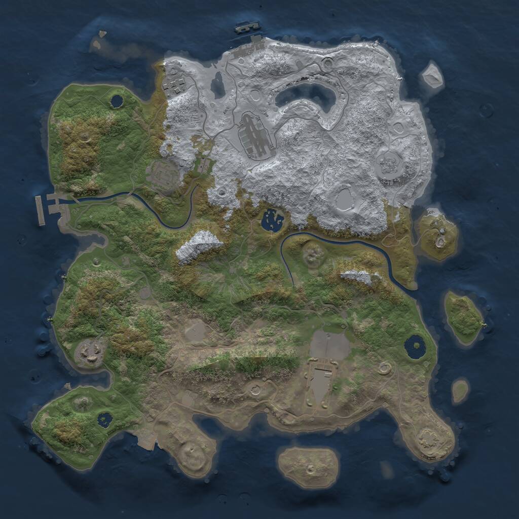Rust Map: Procedural Map, Size: 3500, Seed: 907642320, 12 Monuments