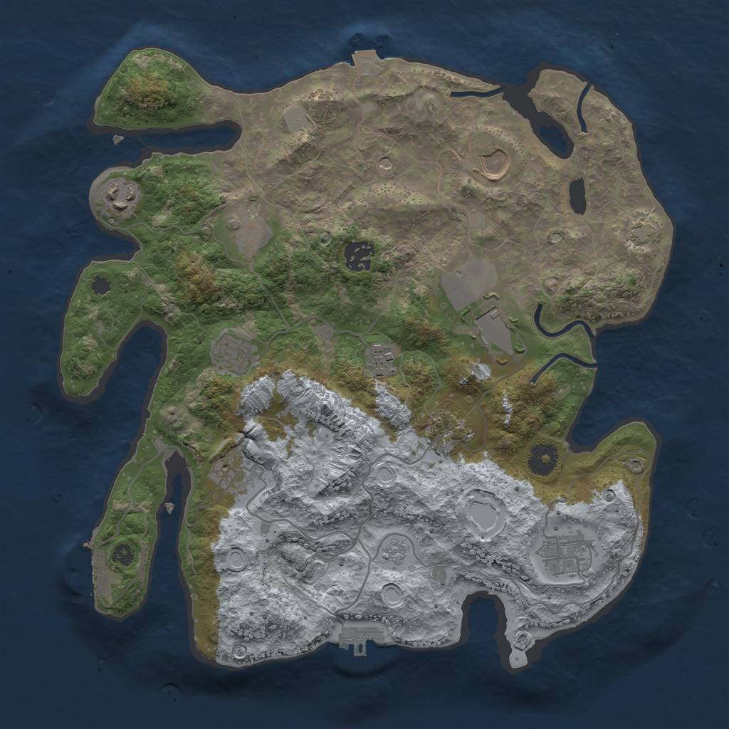 Rust Map: Procedural Map, Size: 3500, Seed: 591349288, 18 Monuments