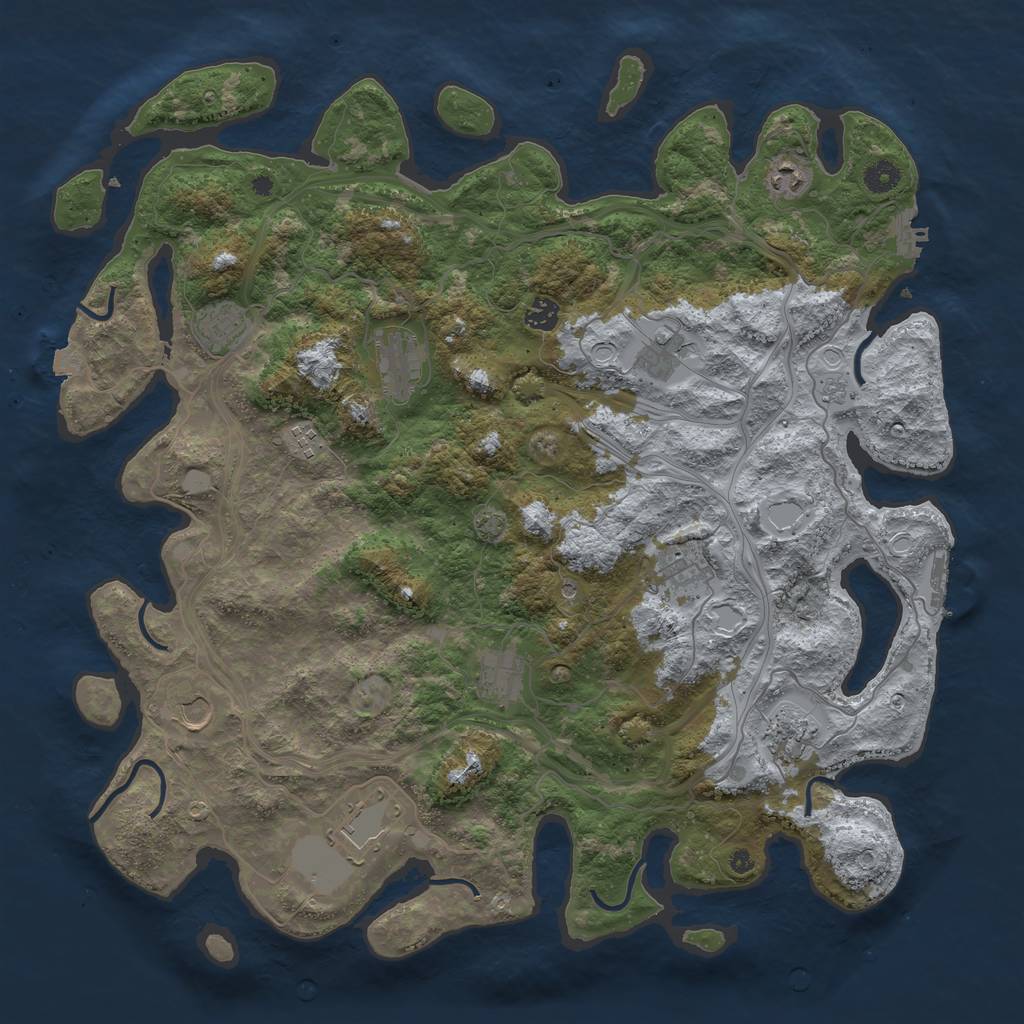 Rust Map: Procedural Map, Size: 4500, Seed: 83748, 19 Monuments