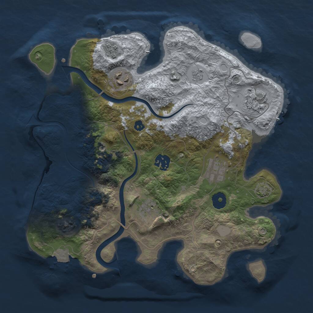 Rust Map: Procedural Map, Size: 3000, Seed: 486785570, 10 Monuments