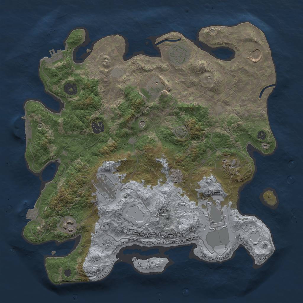 Rust Map: Procedural Map, Size: 3500, Seed: 865743850, 17 Monuments