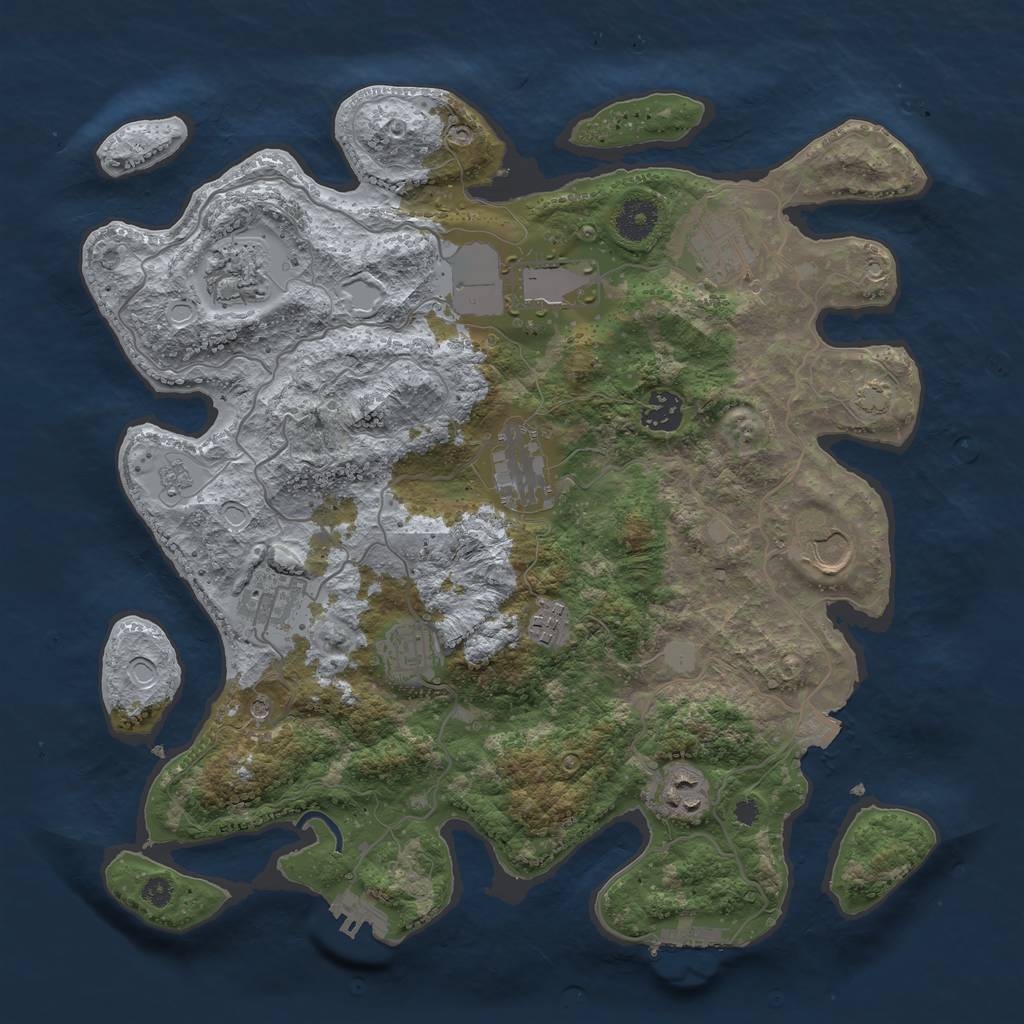 Rust Map: Procedural Map, Size: 3650, Seed: 37462748, 18 Monuments