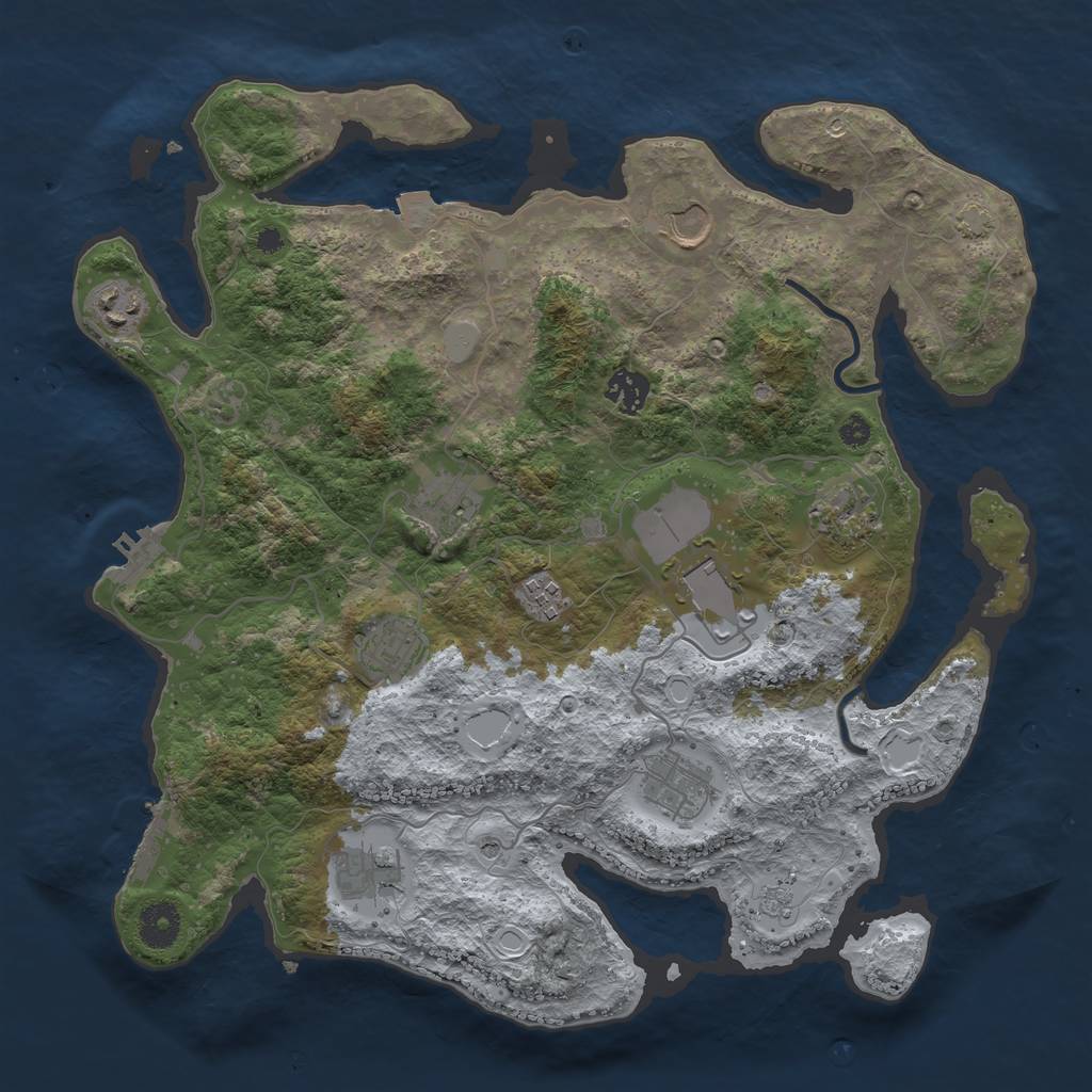 Rust Map: Procedural Map, Size: 3700, Seed: 1009977672, 18 Monuments
