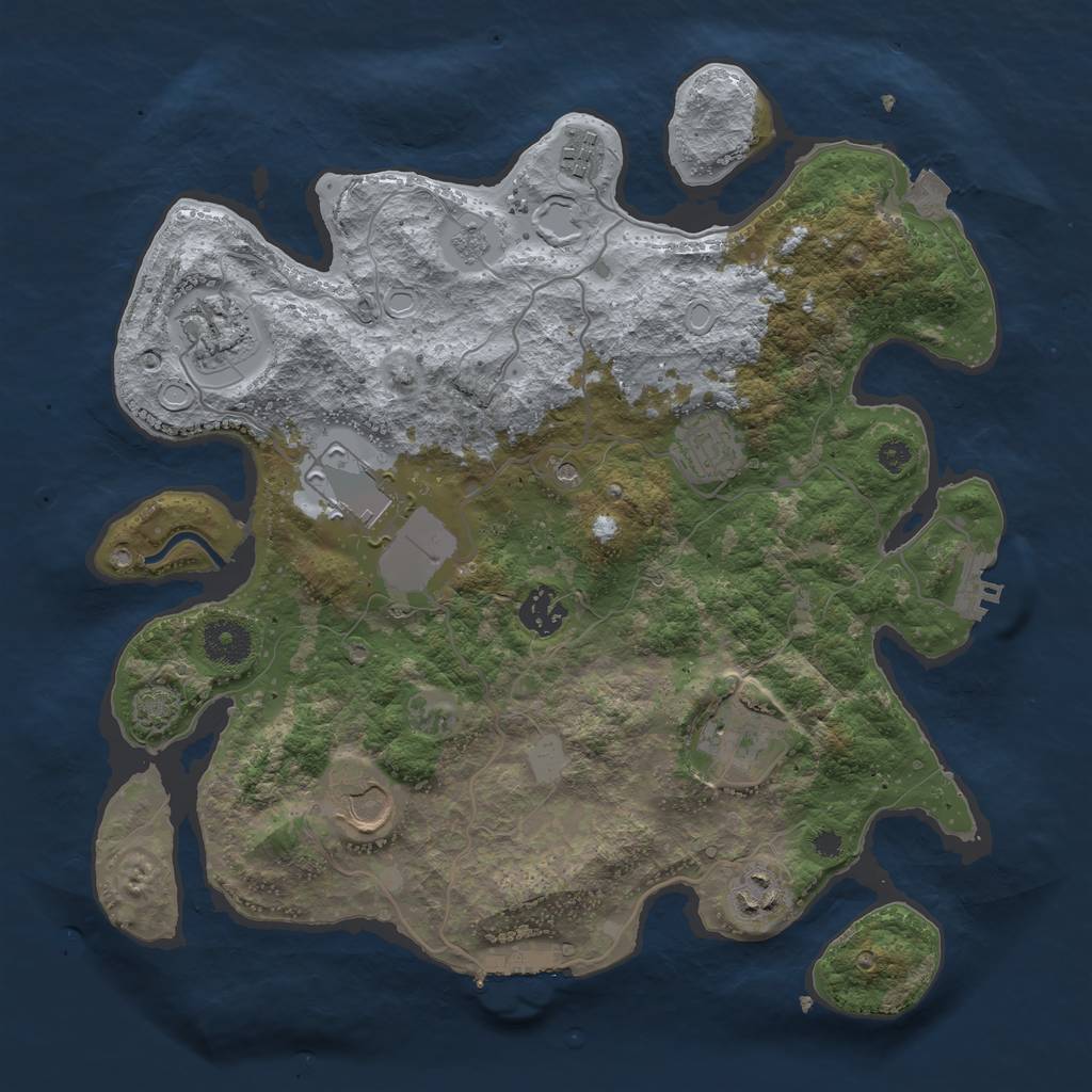 Rust Map: Procedural Map, Size: 3500, Seed: 103090535, 16 Monuments