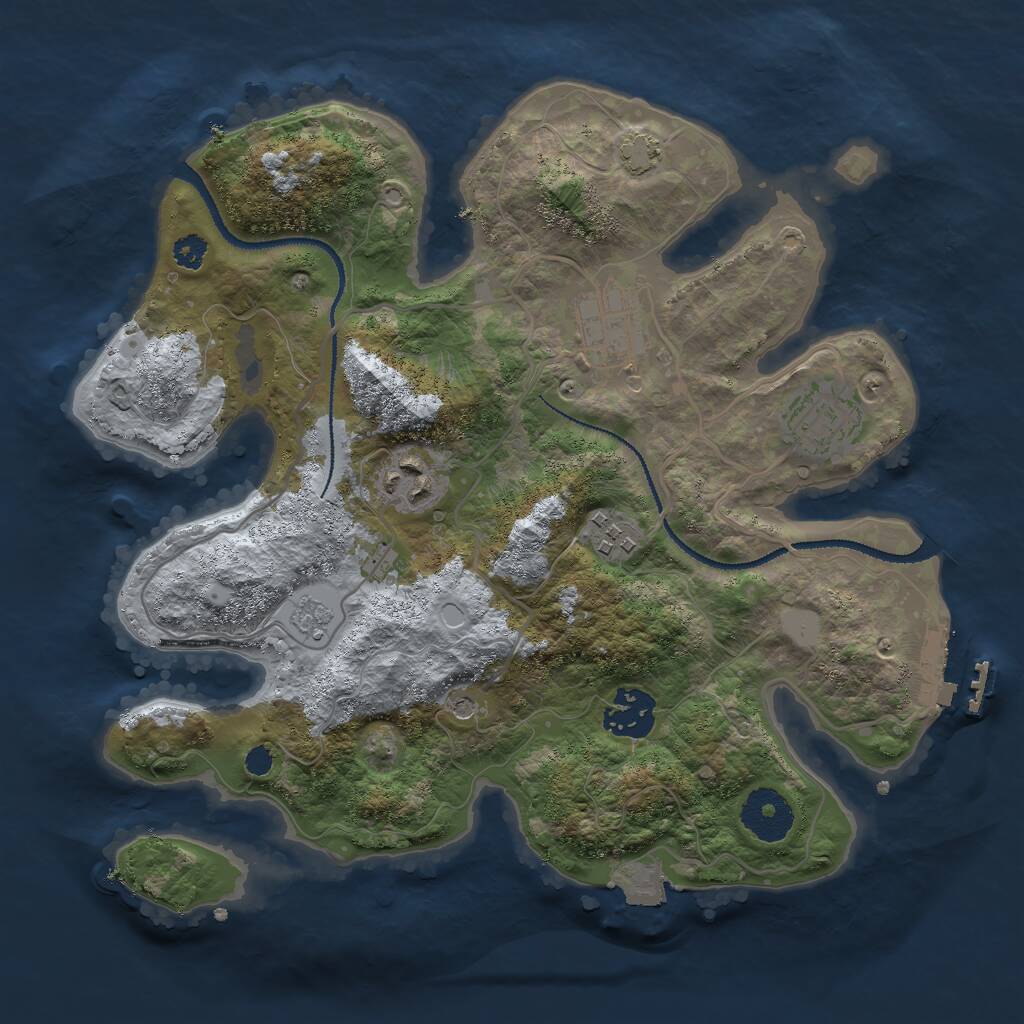 Rust Map: Procedural Map, Size: 3000, Seed: 22655, 10 Monuments