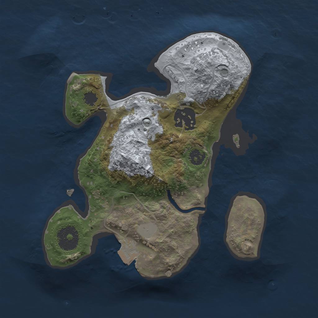 Rust Map: Procedural Map, Size: 2080, Seed: 1, 4 Monuments