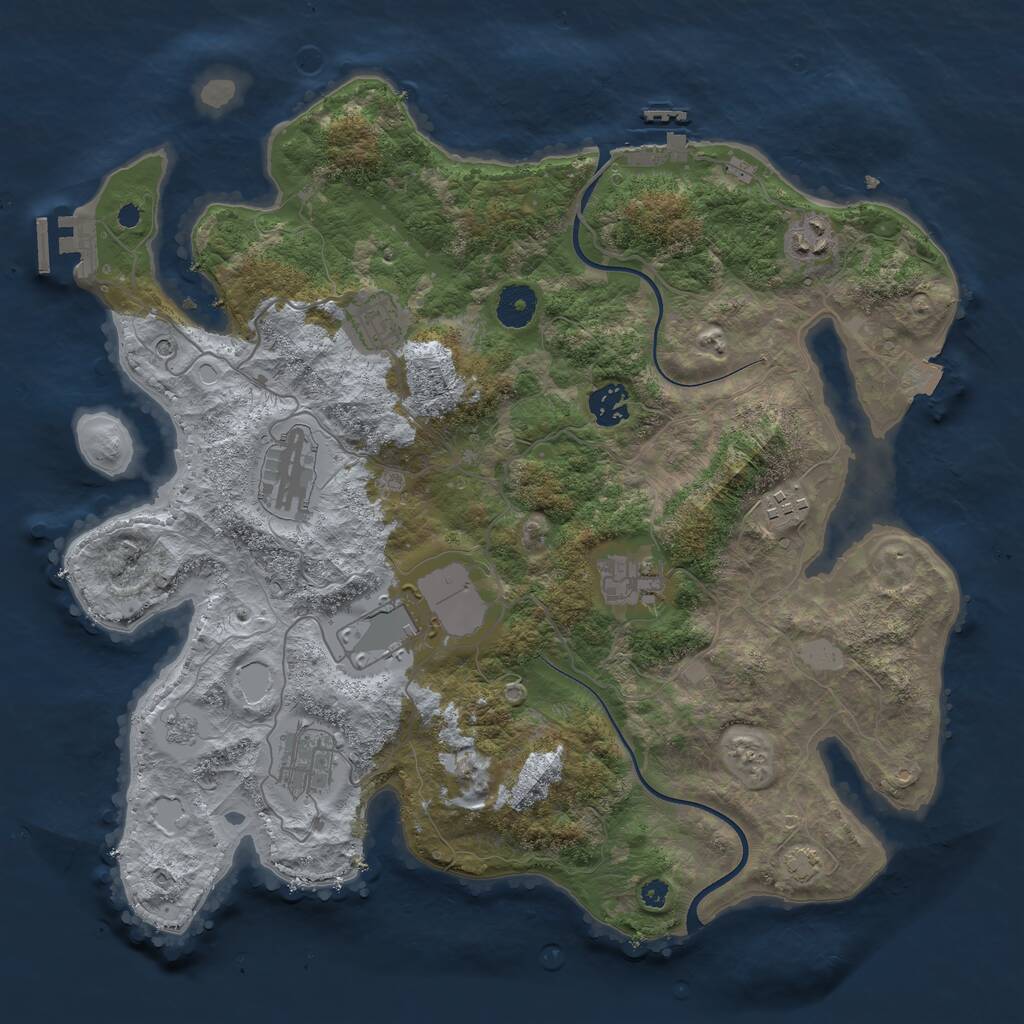 Rust Map: Procedural Map, Size: 3700, Seed: 1810234137, 14 Monuments