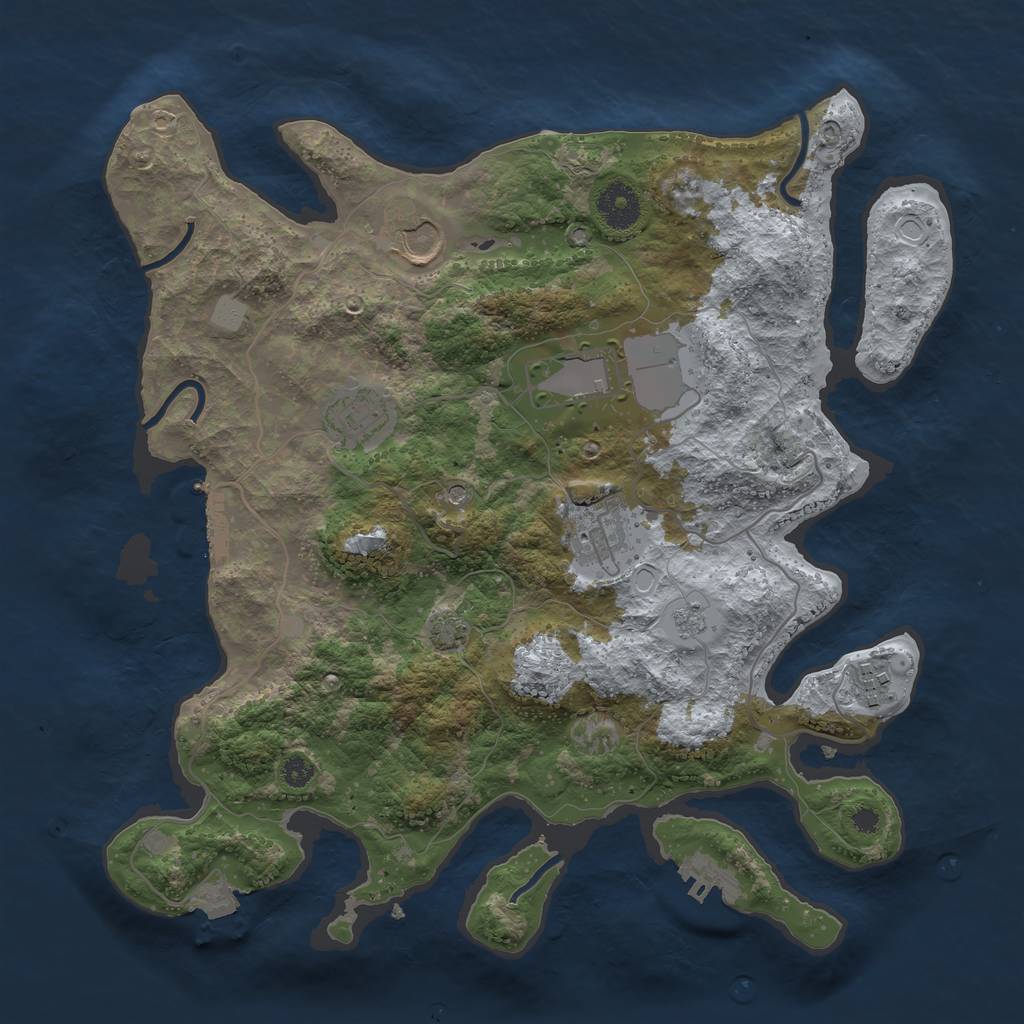 Rust Map: Procedural Map, Size: 3500, Seed: 353058836, 13 Monuments