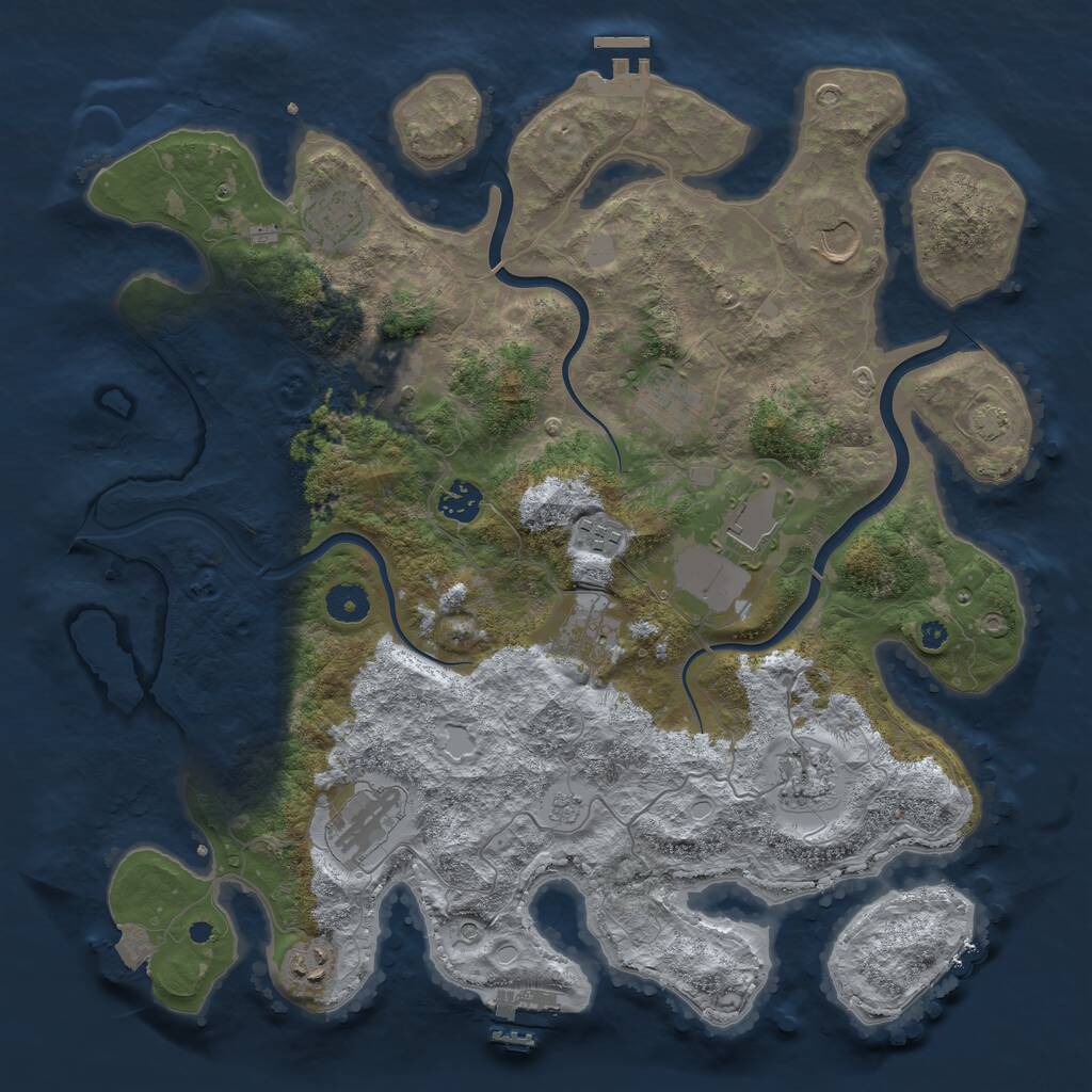 Rust Map: Procedural Map, Size: 3950, Seed: 8456321, 17 Monuments