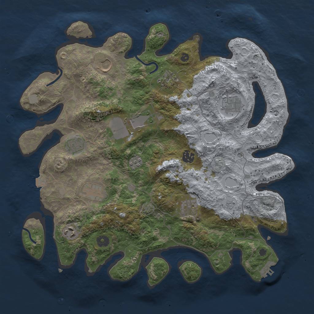 Rust Map: Procedural Map, Size: 3800, Seed: 402961781, 17 Monuments
