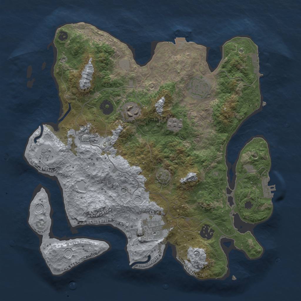 Rust Map: Procedural Map, Size: 3250, Seed: 1342622856, 14 Monuments