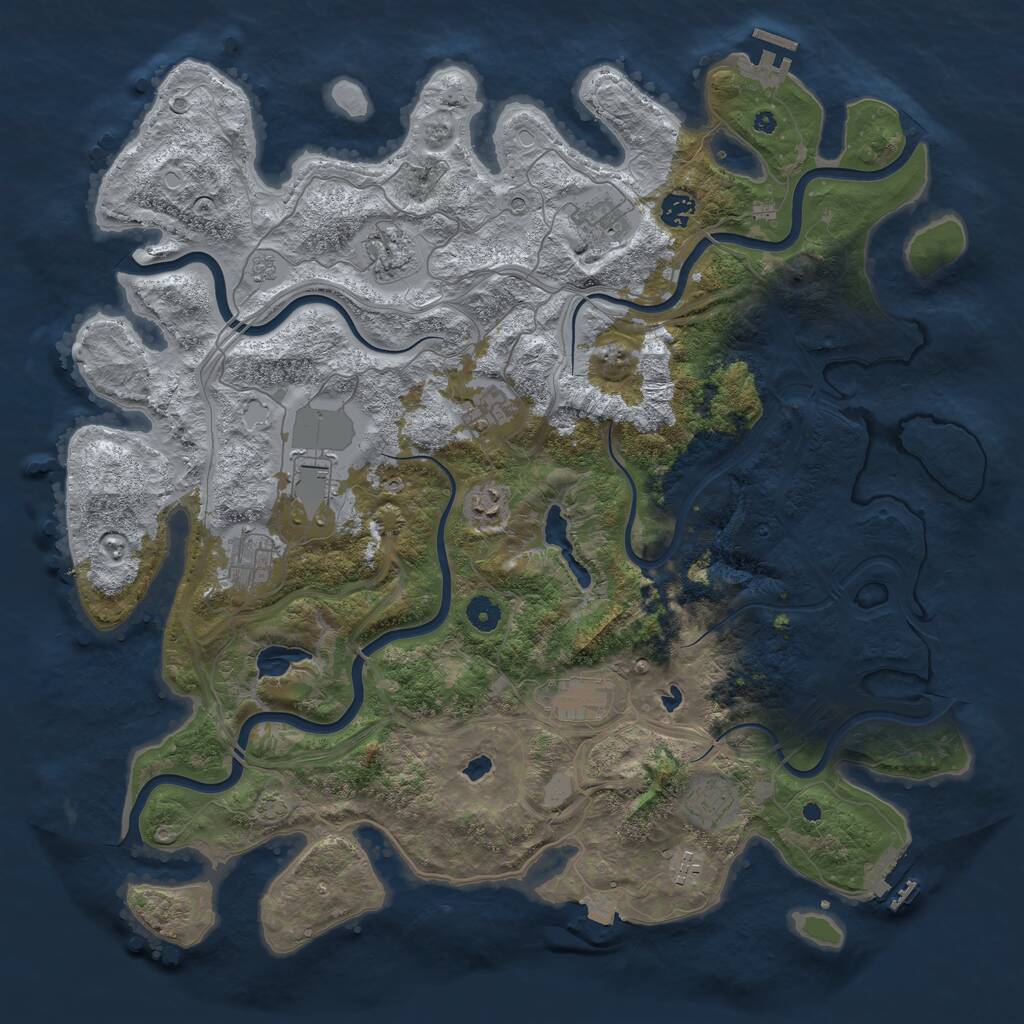 Rust Map: Procedural Map, Size: 4500, Seed: 75296886, 16 Monuments
