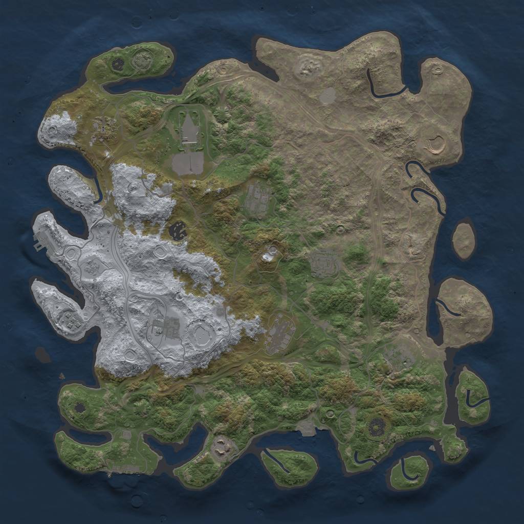 Rust Map: Procedural Map, Size: 4250, Seed: 382890053, 19 Monuments