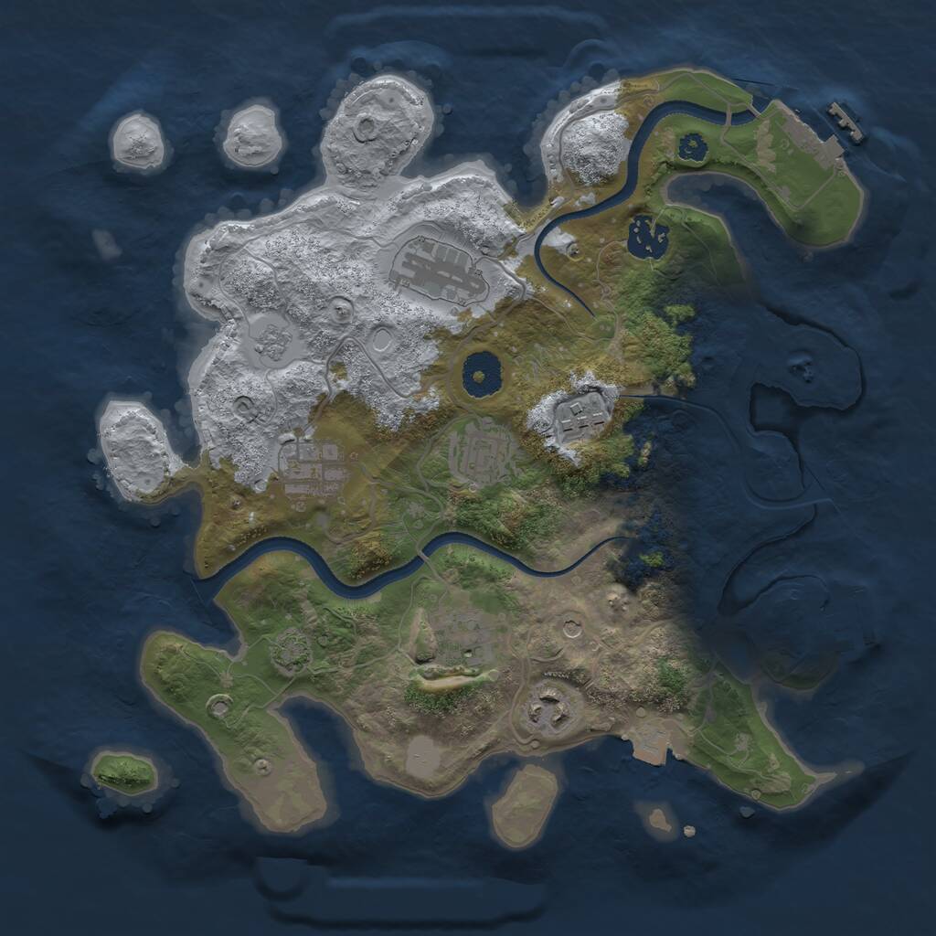 Rust Map: Procedural Map, Size: 3250, Seed: 2068248396, 13 Monuments